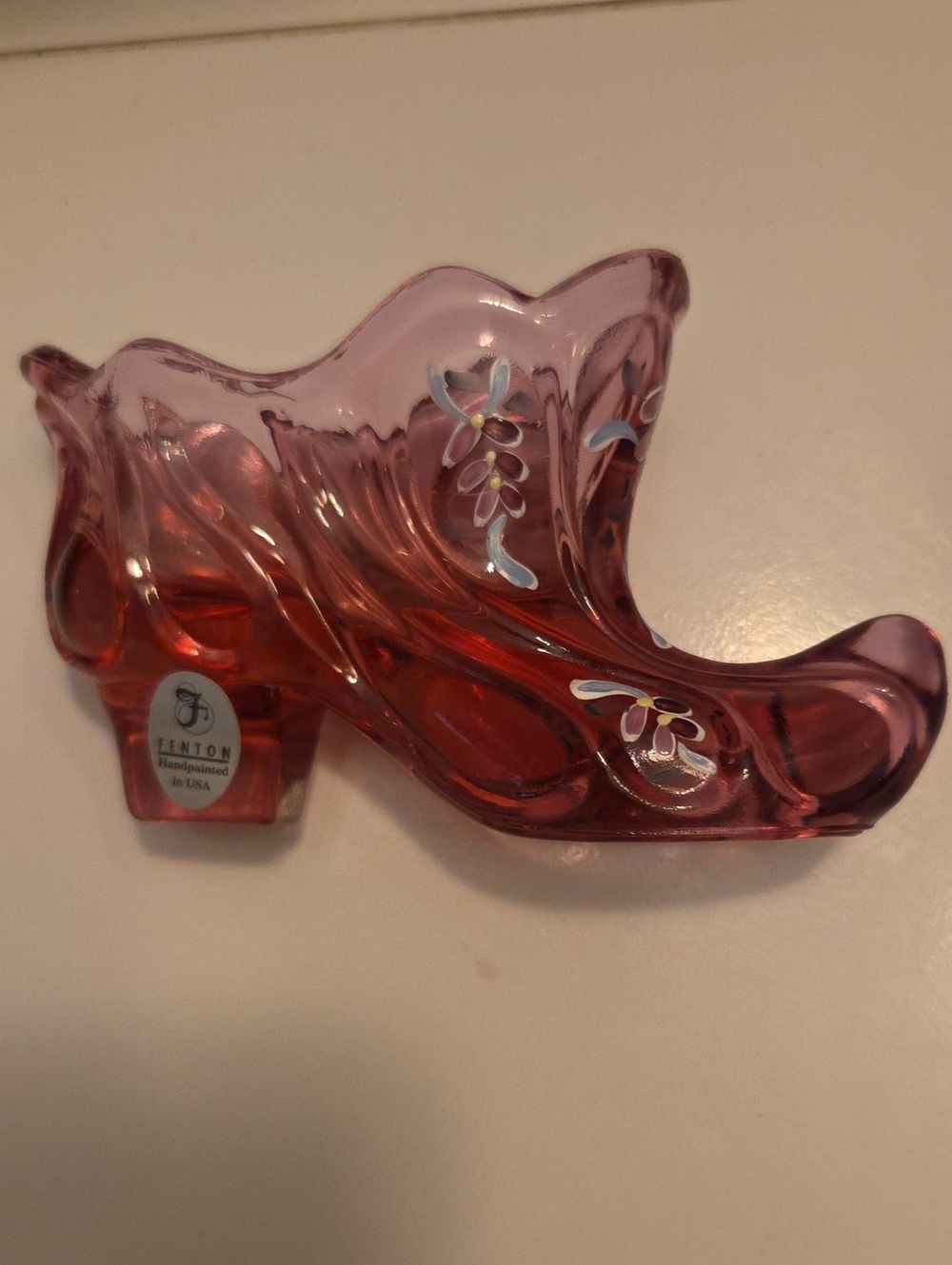 Fenton Pink Glass Decorative Shoe Bowl - Elegant Home Accent